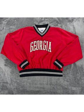 Vintage 80s BIKE Georgia Bulldogs UGA Pullover Jacket Mens XL Red Made in USA